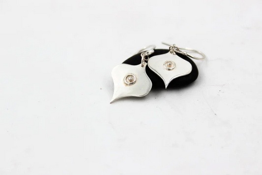 Silver mandala dot earrings