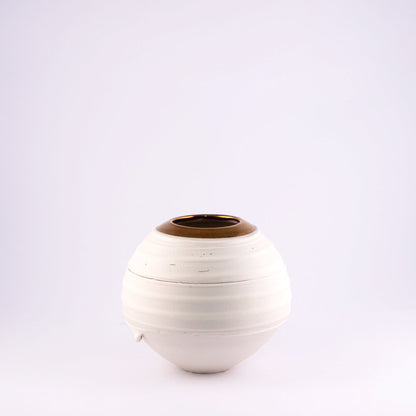 White Ceramic Vase with Copper Lustre Interior