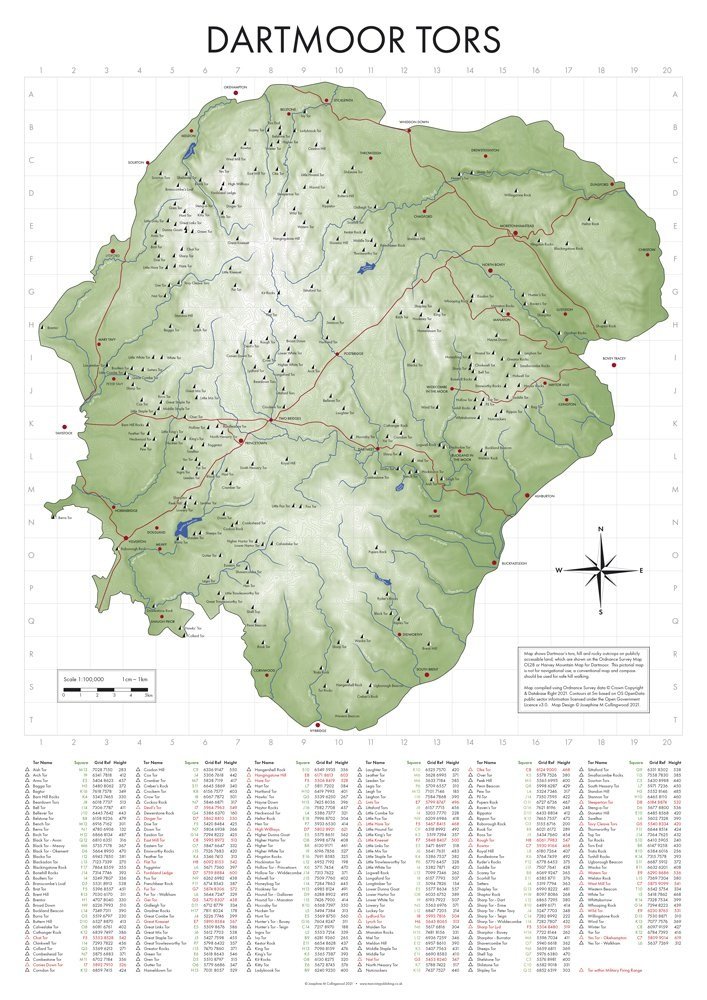 Dartmoor Tors Map