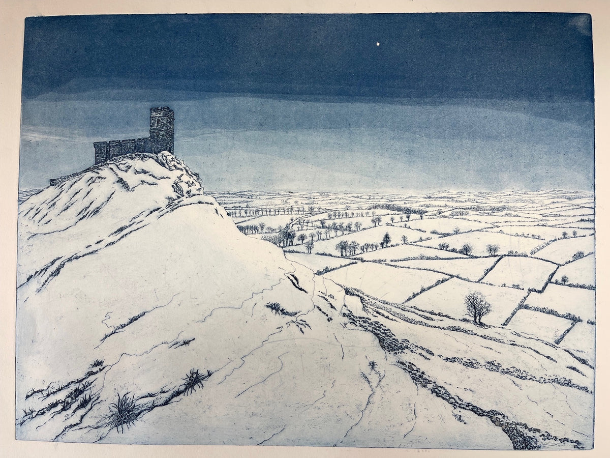 'Dartmoor Snow, Brentor' unframed print
