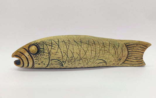 'Green Fish' stoneware sculpture
