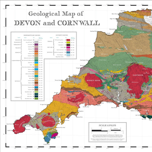 Geology of Devon & Cornwall Map Poster