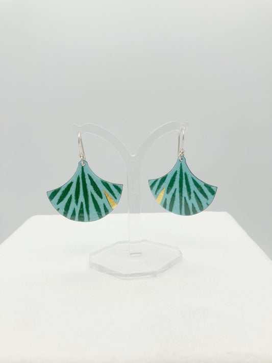 Fan Firework Earring Green and Gold