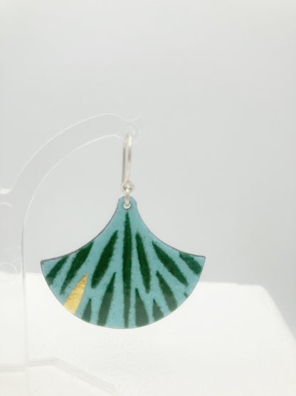 Fan Firework Earring Green and Gold
