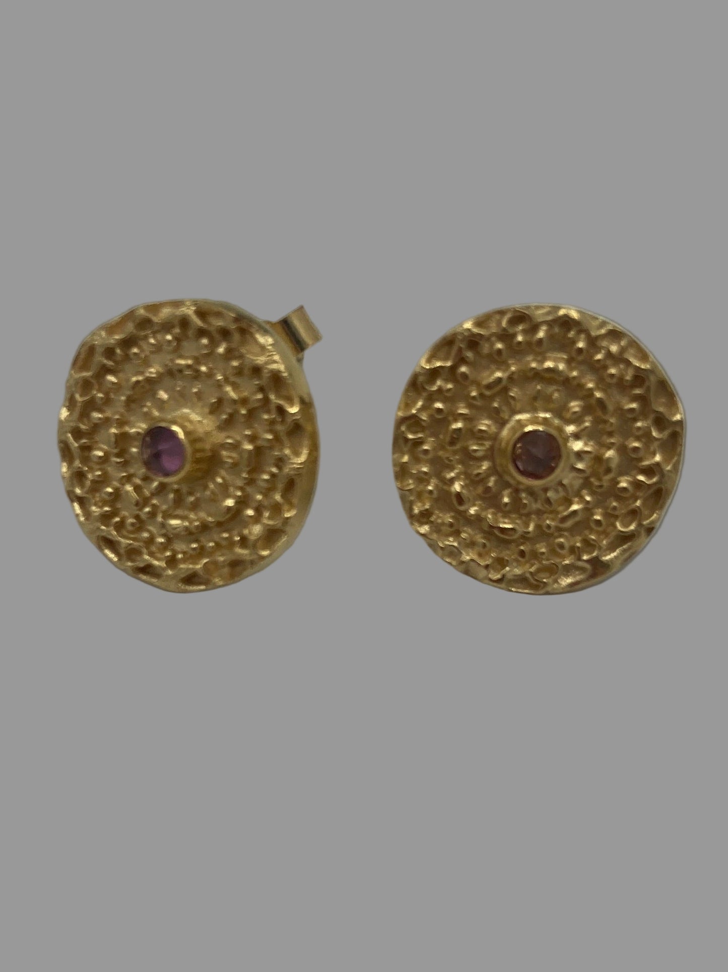 CLASSIC Mandala earrings with rhodolite garnet (gold vermeil)