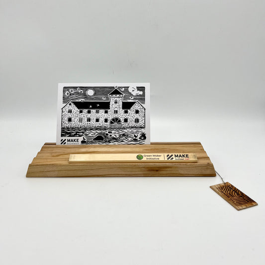 Elm Wood Fluted Pencil & Card Tray