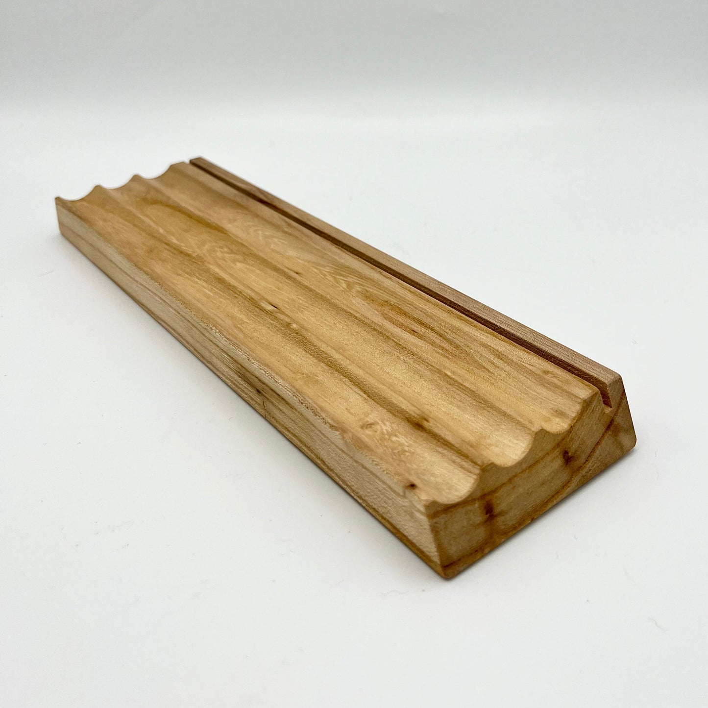 Elm Wood Fluted Pencil & Card Tray