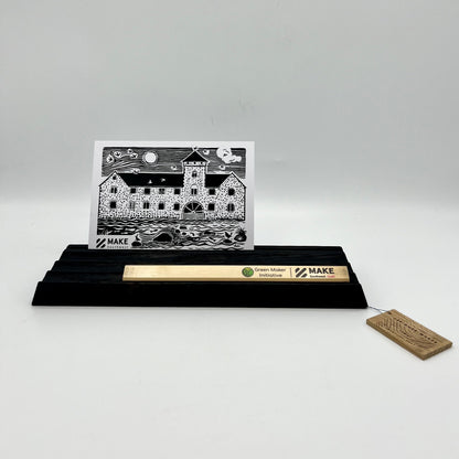 Charred Oak - Wood Fluted Pencil & Card Tray