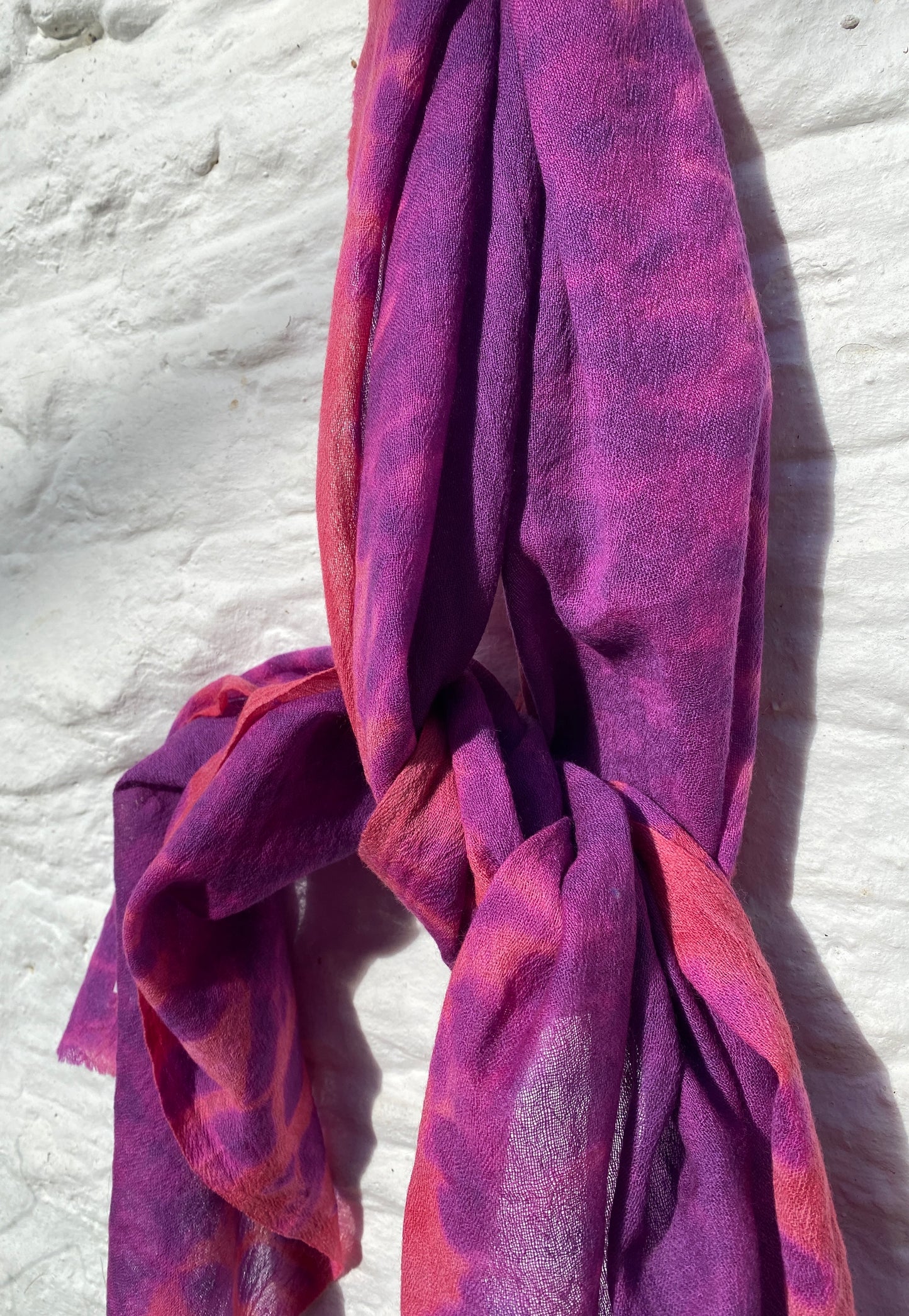 Fine wool Logwood + Indigo Shibori Scarf