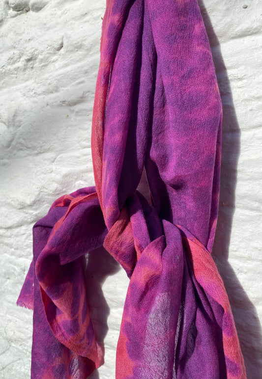 Fine wool Logwood + Indigo Shibori Scarf
