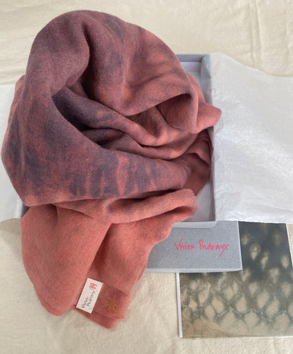Fine Wool Cochineal  + Shibori Indigo scarf