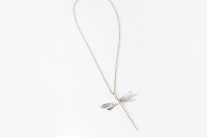 Large silver dragonfly necklace