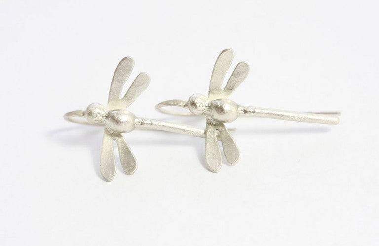 Silver mini dragonfly earrings