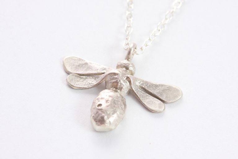 Silver honey bee necklace