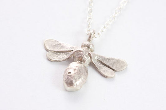 Silver honey bee necklace