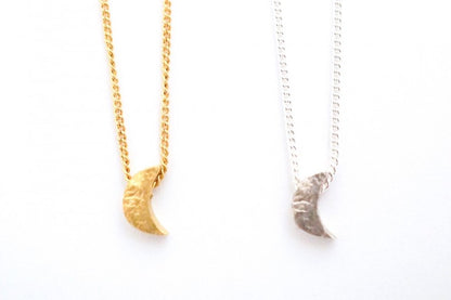 Silver mini crescent moon necklace