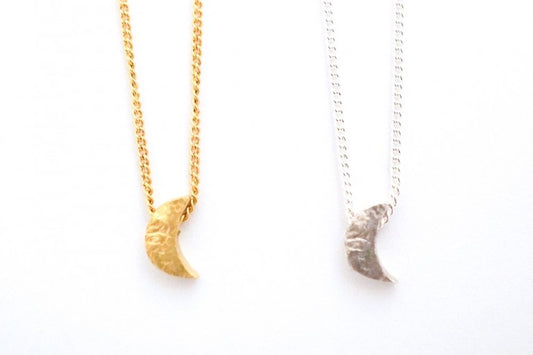 Silver mini crescent moon necklace