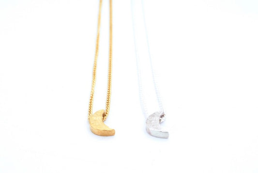 Silver mini crescent moon necklace