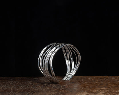 Rhizo cuff silver bangle