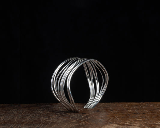 Rhizo cuff silver bangle