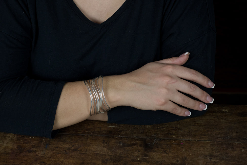 Rhizo cuff silver bangle
