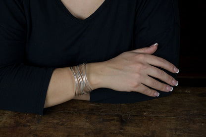 Rhizo cuff silver bangle