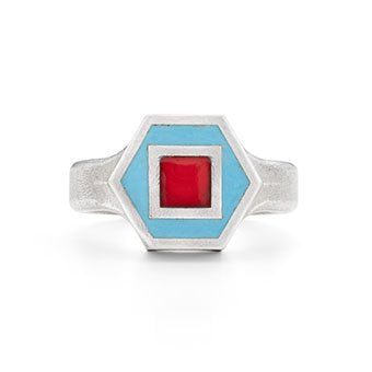 Blue and Red Hex Ring