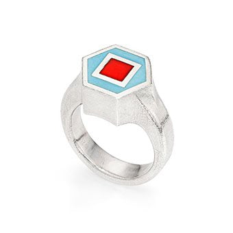 Blue and Red Hex Ring