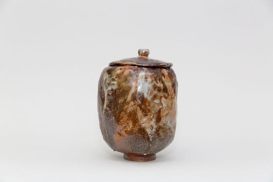 Dark Umber Ceramic Lidded Vessel