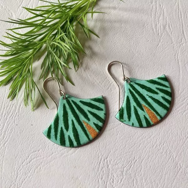 Enamel fan earrings - firework