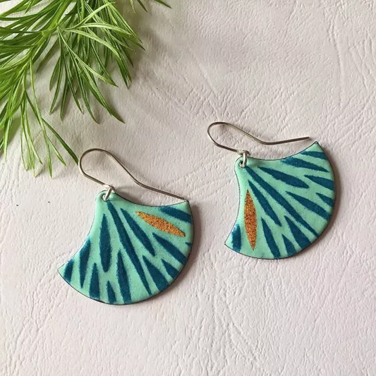 Enamel fan earrings - firework