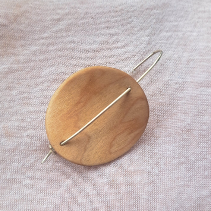 Circular brooch - birch plywood and silver wire