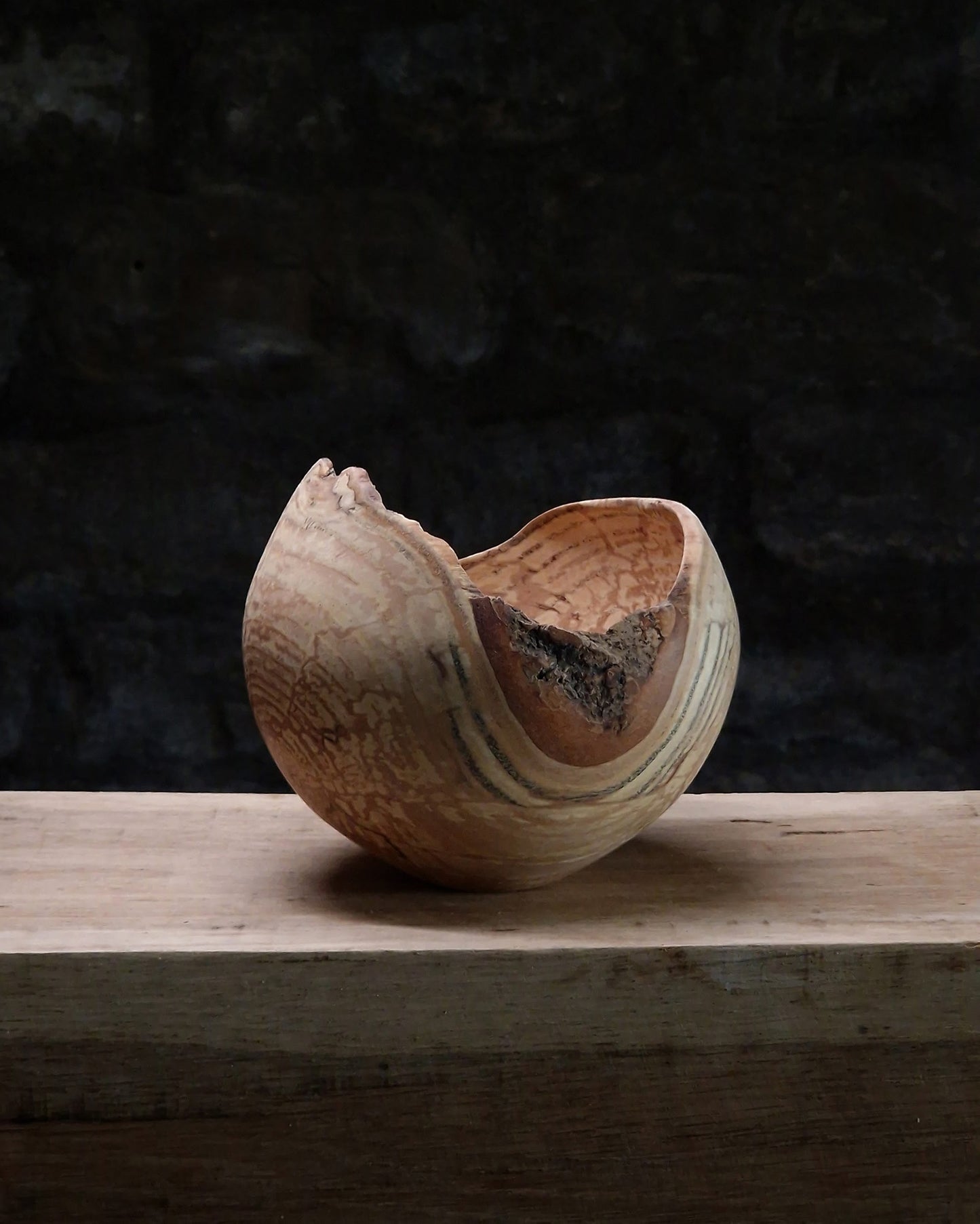 Spherical Live Edge Ash Vessel