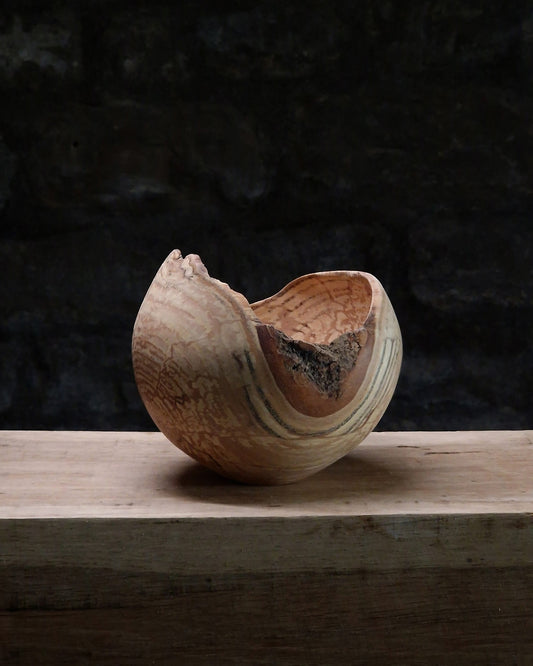 Spherical Live Edge Ash Vessel