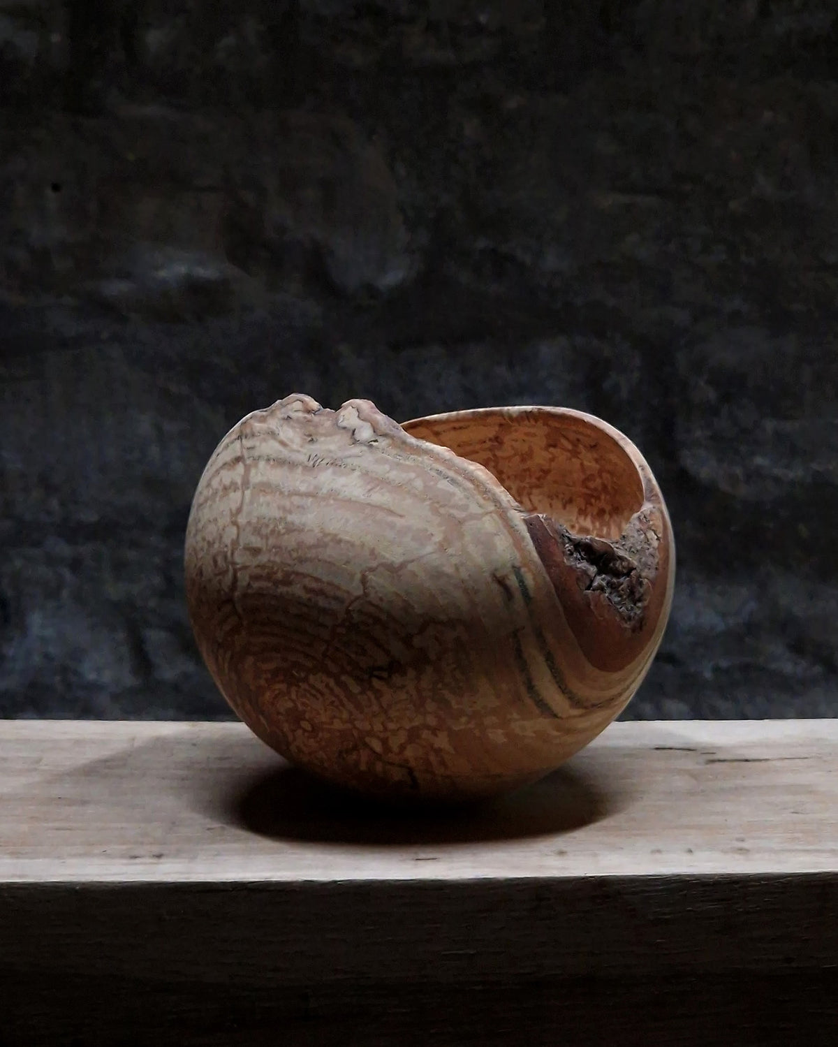 Spherical Live Edge Ash Vessel