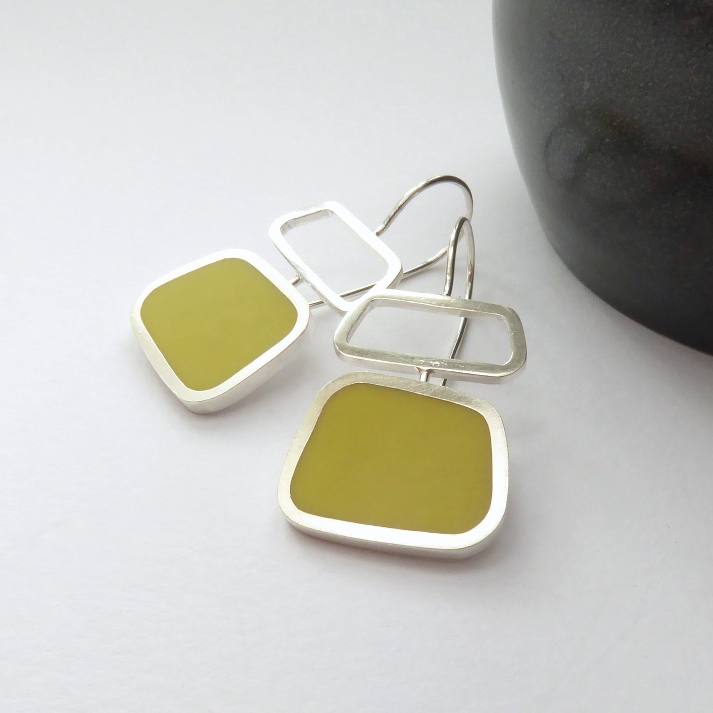 Wide Drop Earrings - Yellow