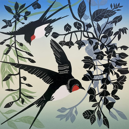 Swallows and Wisteria