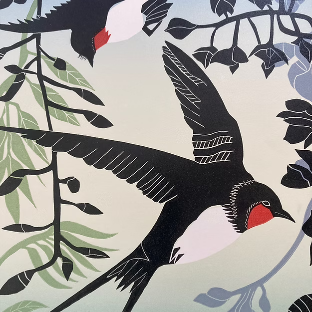 Swallows and Wisteria