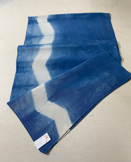 Vintage Kimono Shibori Indigo Dyed Silk Scarf