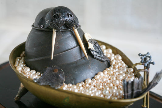 'Walter the walrus and his emotional support fishie' sculpture