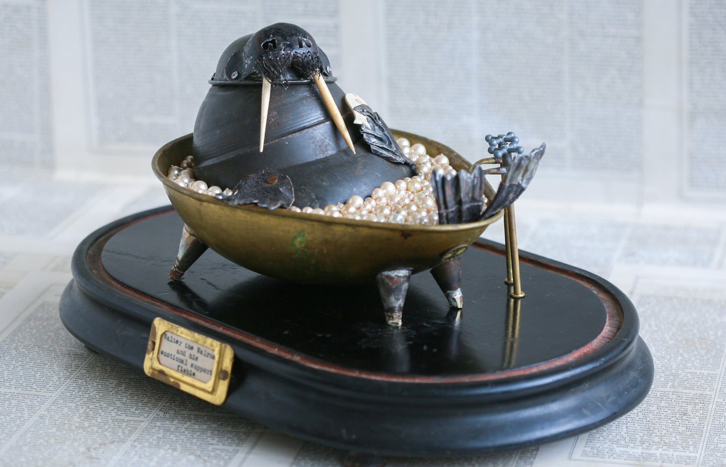 'Walter the walrus and his emotional support fishie' sculpture