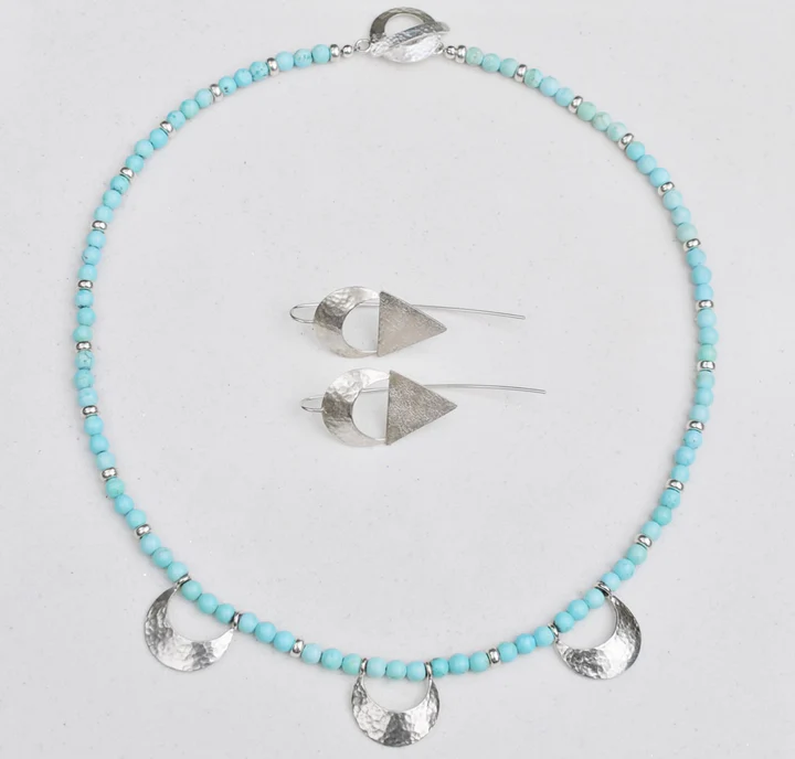 Crescent & triangle drop earrings