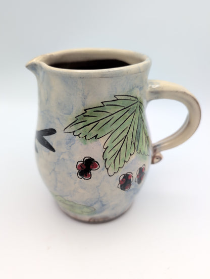 Hand thrown blackbird large jug