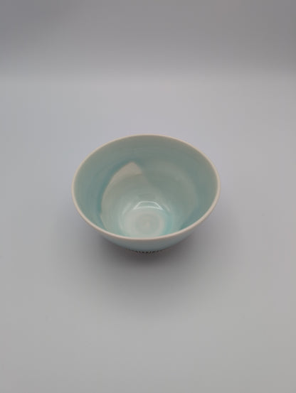 Seagreen Sgraffito Dessert Bowl