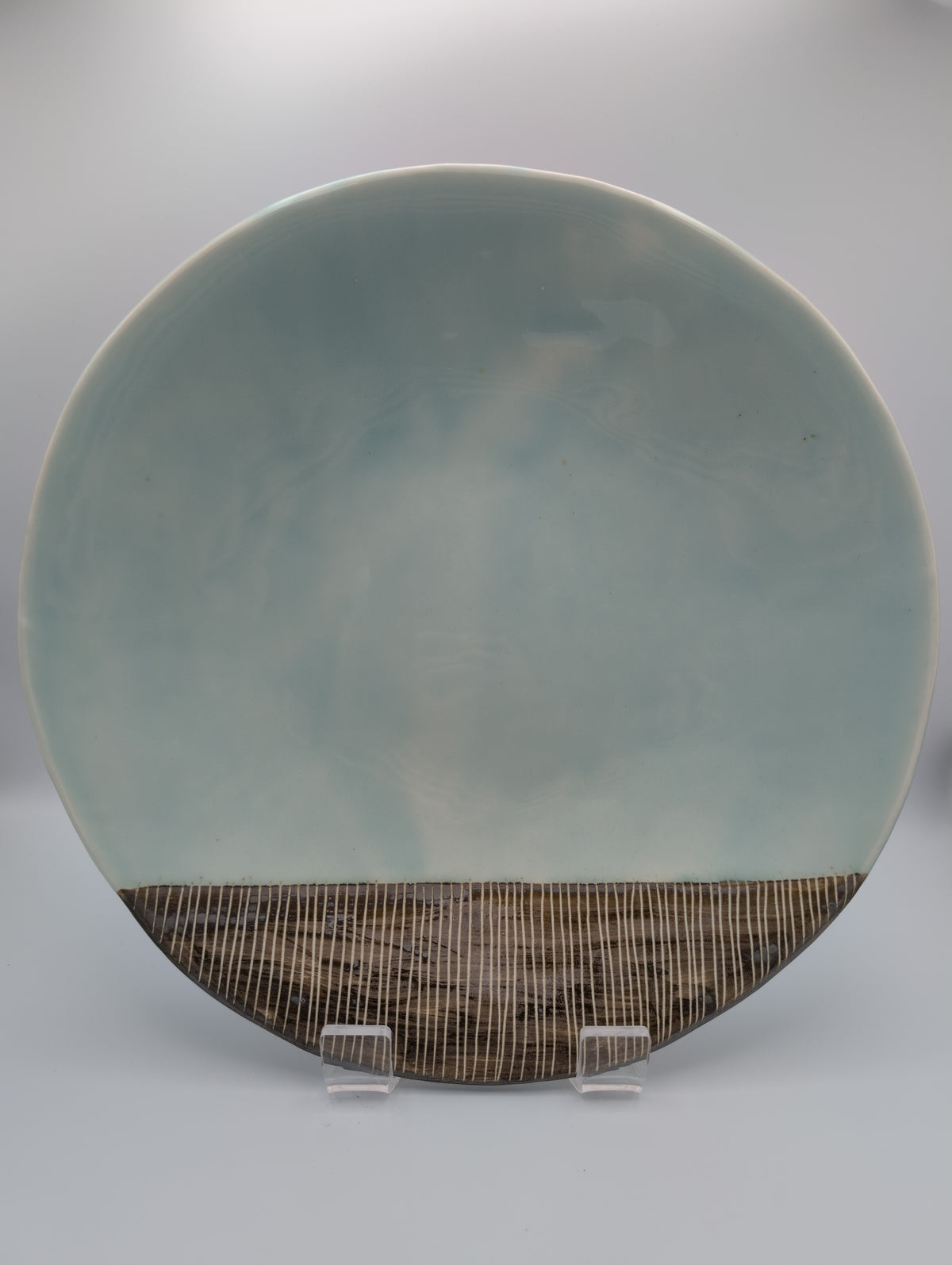 Seagreen Sgraffito Lg Platter