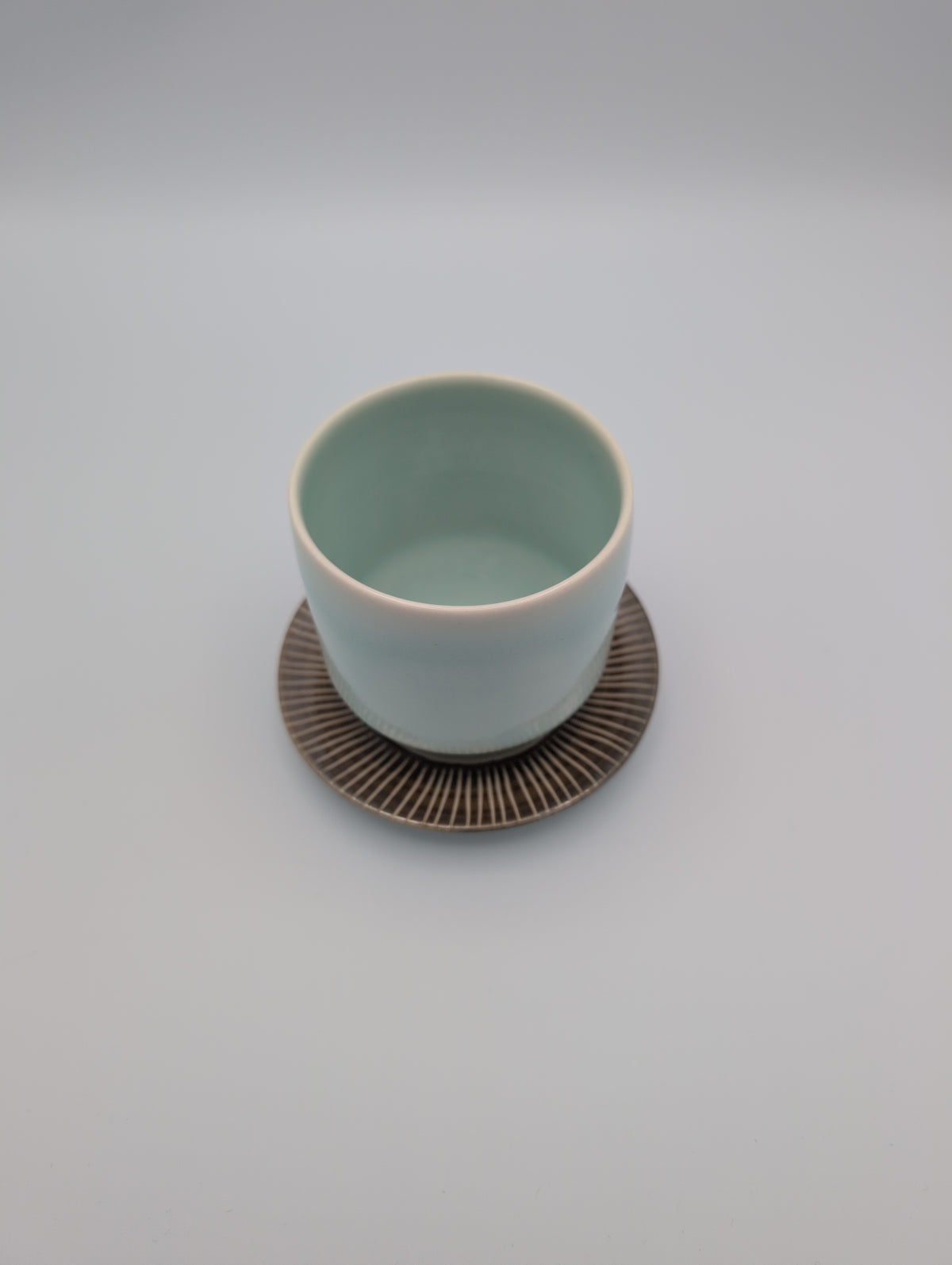 Seagreen Sgraffito Cup and Saucer