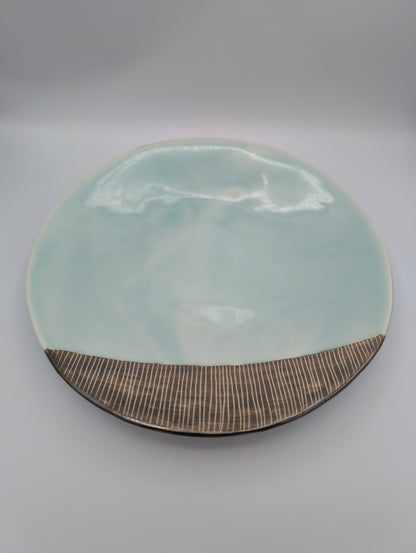 Seagreen Sgraffito Lg Platter