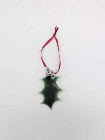 Porcelain Holly Leaf with Bell Decoration