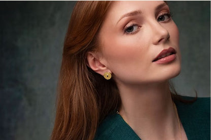 CLASSIC Mandala earrings with rhodolite garnet (gold vermeil)