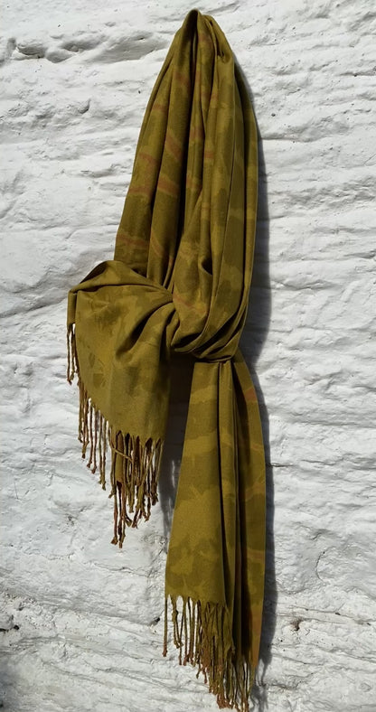 Fine Wool Rhubarb and  Shibori Indigo scarf